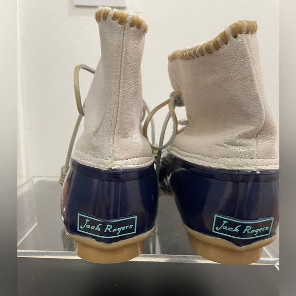 Jack Rogers Womens Chloe Classic Metallic Gold Navy Fleece Lined Duck Boot Sz 11 - Picture 3 of 11